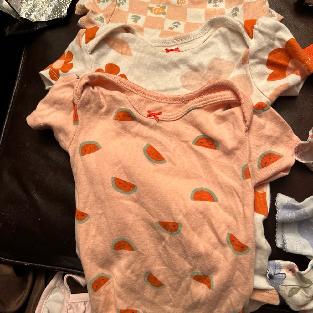 Carter's Orange and Pink Bodysuits Soft Stretchy Fabric